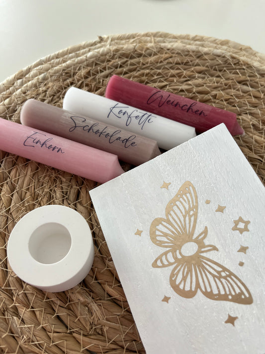 Rosa Kerzenset „Nimm dir was du brauchst“