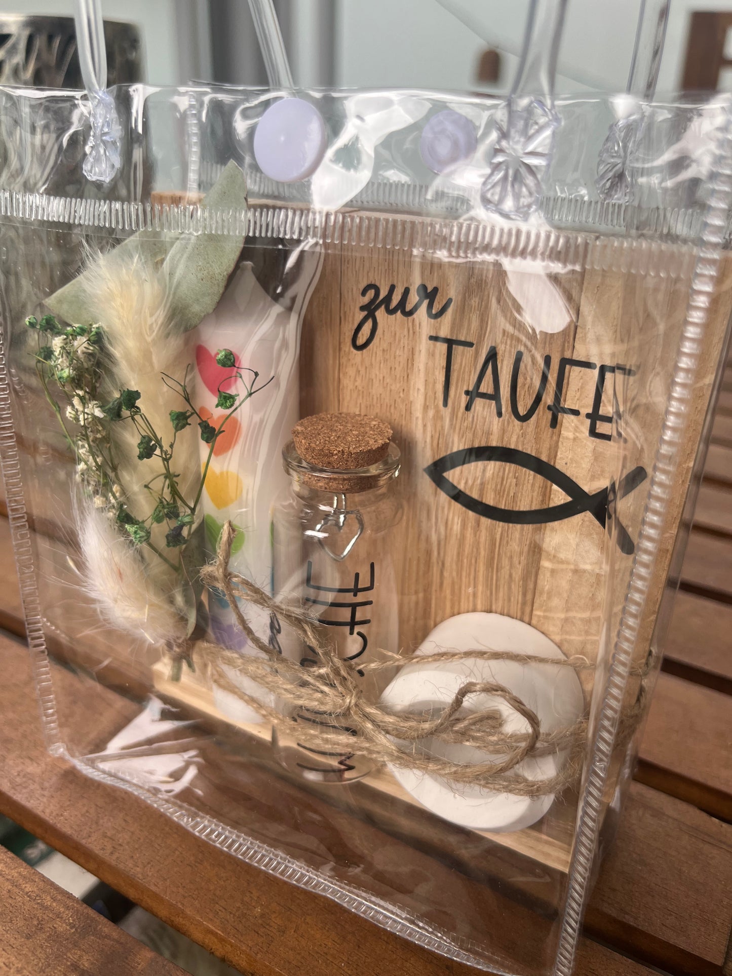Geschenkset zur Taufe, Geldgeschenk mit Regenbogenkerze